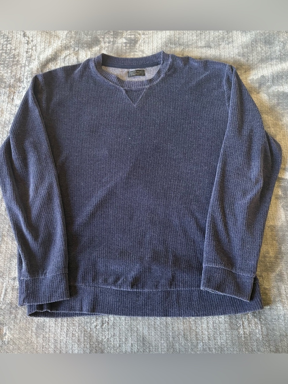 ZARA MAN Men’s XL Blue Solid Knit Cotton Blend Long Sleeve Sweater